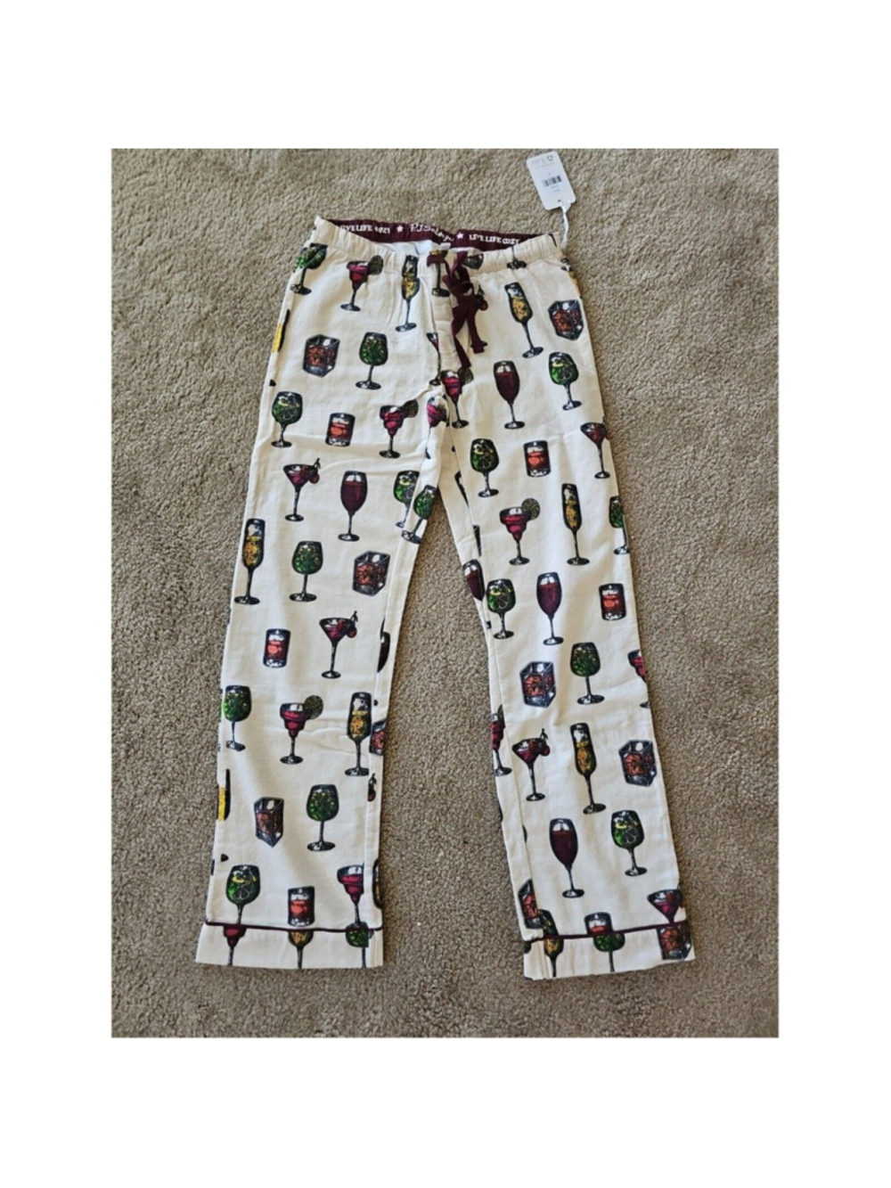 PJ Salvage Women's Wine and Cocktails Cheers Flannel Pajama Lounge Pants XSMALL